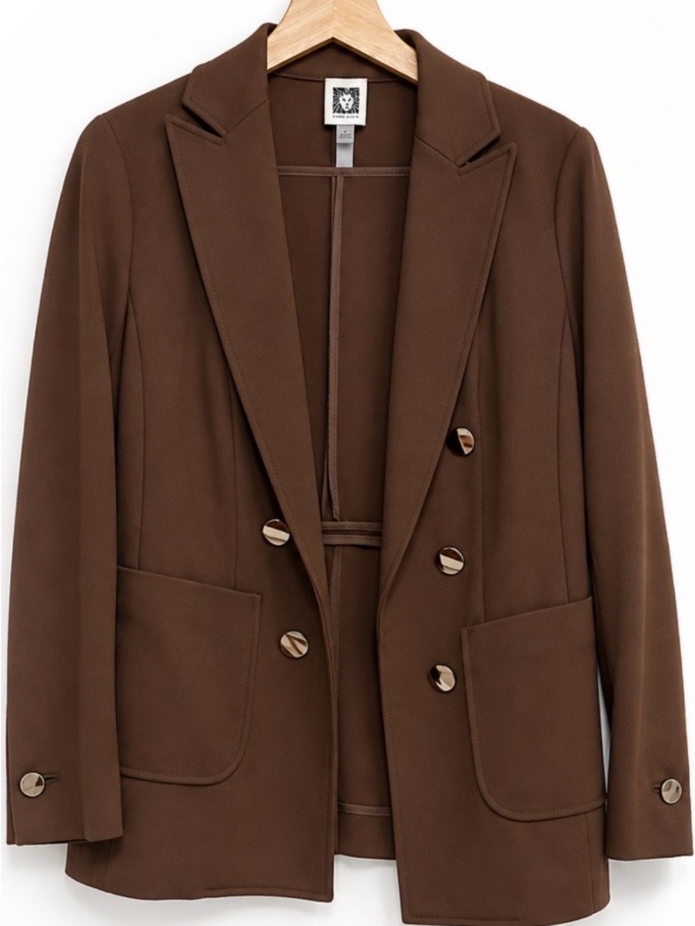 Anne Klein Brown Double-Breasted Blazer Jacket